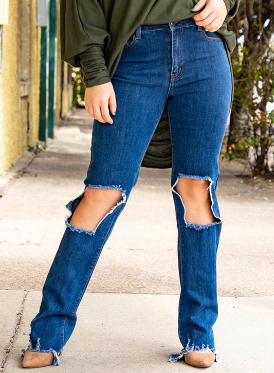 Raw Ripped Jean Mid Rise